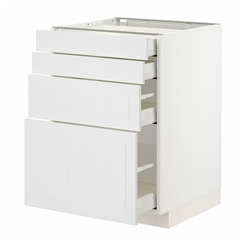 METOD / MAXIMERA Podni element 4 fronta/4 fioke, bela/Stensund bela, 60x60 cm