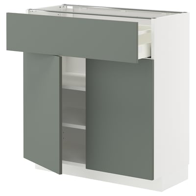 METOD / MAXIMERA Podni element s fiokom/2 vrata, bela/Nickebo mat sivozelena, 80x37 cm