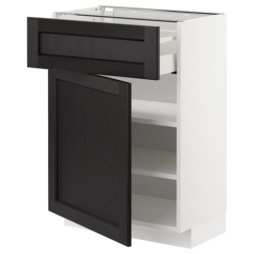 METOD / MAXIMERA Podni element s fiokom/vratima, bela/Lerhyttan crno bajcovano, 60x37 cm