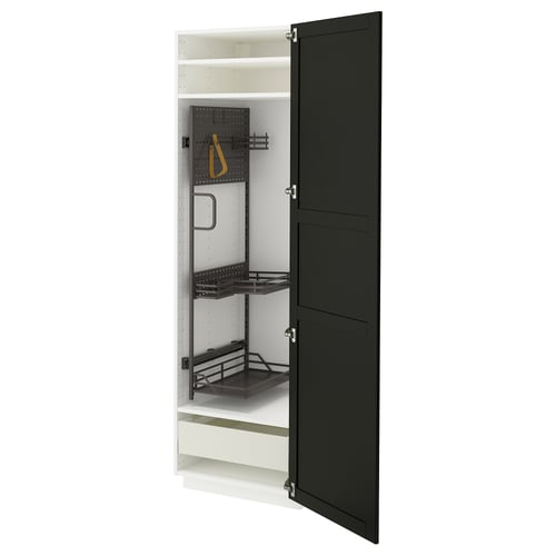 METOD / MAXIMERA Visoki element-ostava, bela/Lerhyttan crno bajcovano, 60x60x200 cm