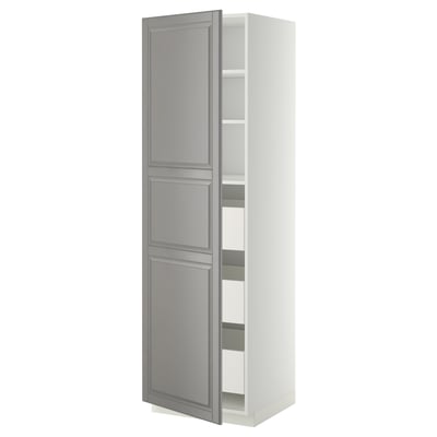 METOD / MAXIMERA Visoki element s fiokama, bela/Bodbyn siva, 60x60x200 cm