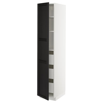METOD / MAXIMERA Visoki element s fiokama, bela/Lerhyttan crno bajcovano, 40x60x200 cm