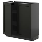 METOD Podni element s policama/2 vrata, Crnosiva/Lerhyttan crno bajcovano, 80x37 cm