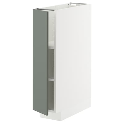 METOD Podni element s policama, bela/Nickebo mat sivozelena, 20x60 cm