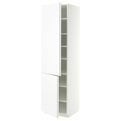 METOD Visoki element s policama/2 vrata, bela/VOXTORP mat bela vertikalna ručka, 60x60x220 cm