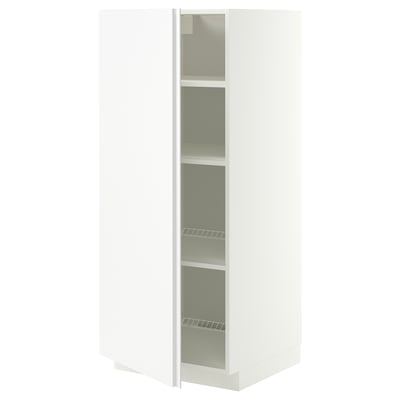 METOD Visoki element s policama, bela/VOXTORP mat bela vertikalna ručka, 60x60x140 cm