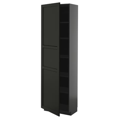 METOD Visoki element s policama, Crnosiva/Lerhyttan crno bajcovano, 60x37x200 cm