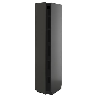 METOD Visoki element s policama, Crnosiva/Nickebo boja antracita, mat, 40x60x200 cm