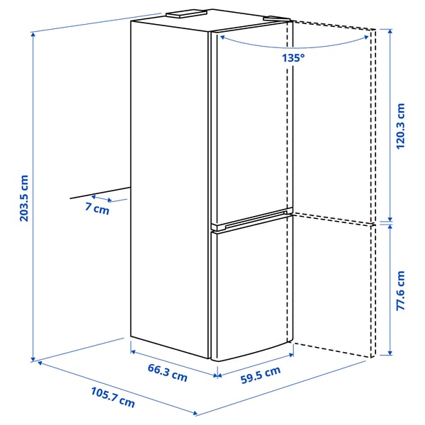 MÖLNÅS Frižider/zamrzivač, IKEA 700 samostojeće/boja nerđajućeg čelika, 249/106 l