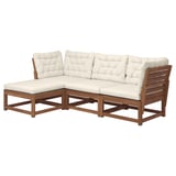 NÄMMARÖ Modularna sofa trosed, spolja, sa stoličicom svetlosmeđe bajcovano/Kuddarna svetla sivobež