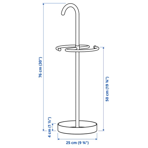 NIPÅSEN Stalak za kišobrane, crna, 76 cm