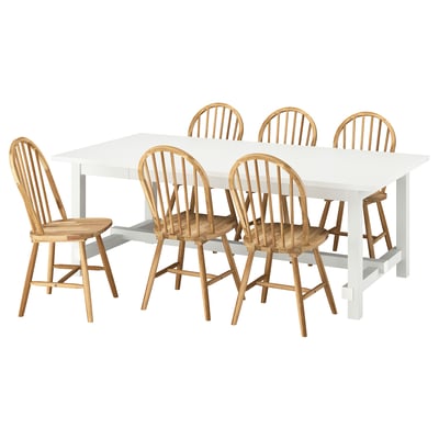 NORDVIKEN / SKOGSTA Sto i 6 stolica, bela/bagrem, 210/289 cm