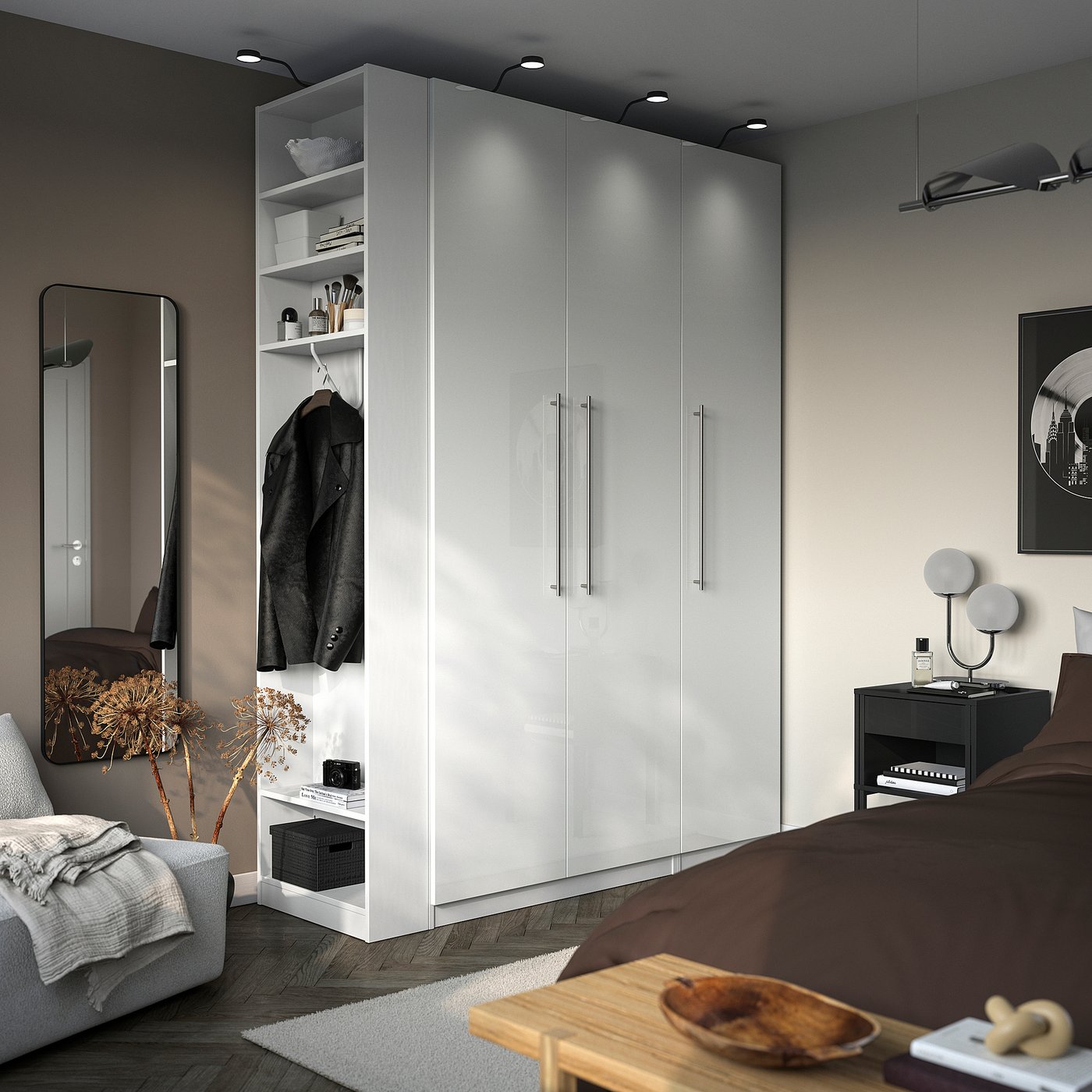 PAX / FARDAL Kombinacija garderobera, bela bela visokog sjaja/bela, 170x60x236 cm
