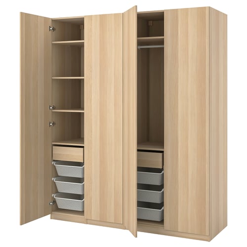 PAX / FORSAND Kombinacija garderobera, belo b. im. hrastovine/belo b. im. hrastovine, 200x60x236 cm