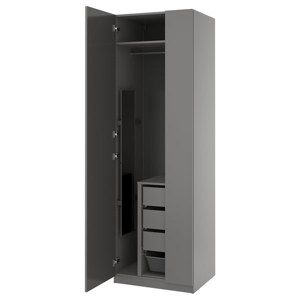 PAX / FORSAND Kombinacija garderobera, tamnosiva/tamnosiva, 75x60x236 cm