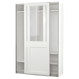 PAX / GRIMO Garderober i klizna vrata, bela/bistro staklo bela, 150x66x236 cm