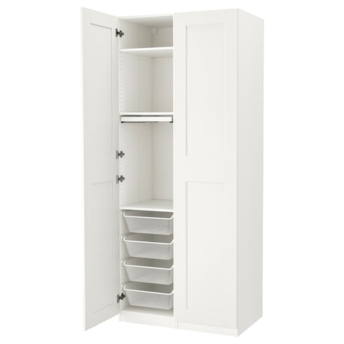 PAX / GRIMO Kombinacija garderobera, bela/bela, 100x60x236 cm