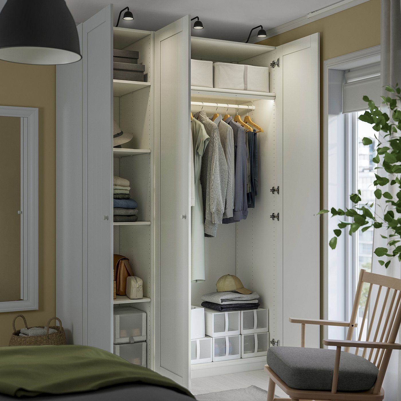 PAX / GULLABERG Kombinacija garderobera, bela/bela, 150x60x236 cm
