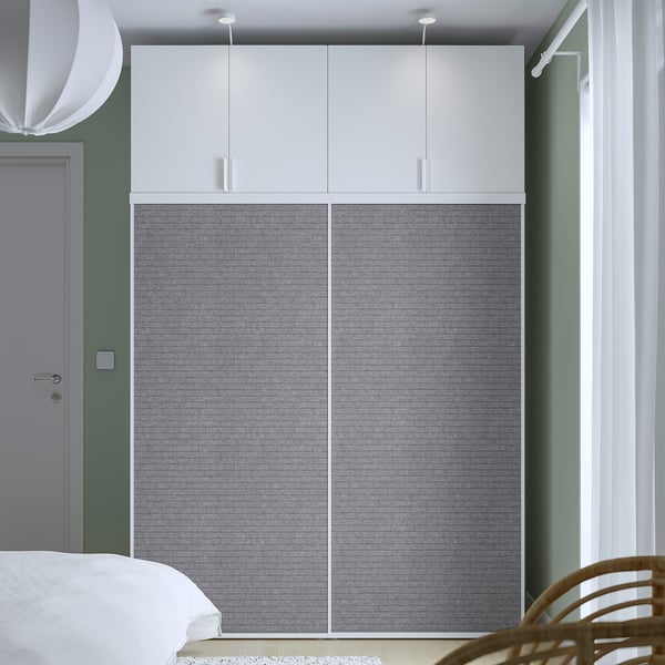 PLATSA Garderober i 2 kliz.vrata+4 vrata, bela Larkollen/tamnosiva FONNES bela, 160x57x241 cm