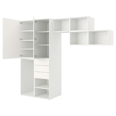 PLATSA Garderober s 2 vrata i 3 fioke, bela/FONNES bela, 300x57x241 cm
