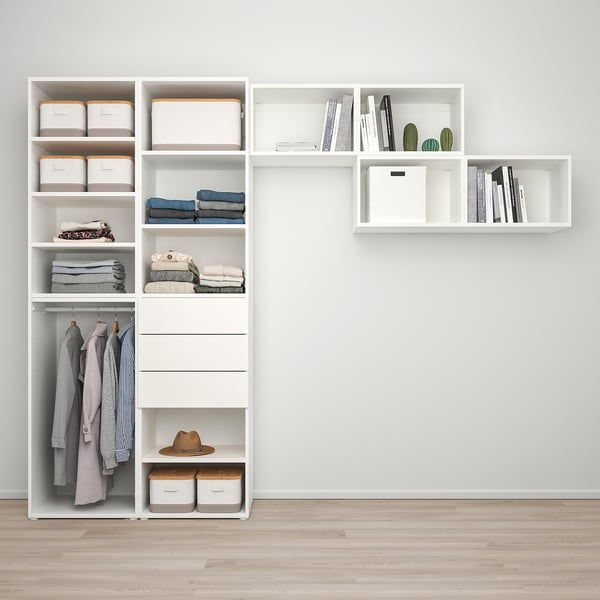 PLATSA Garderober s 2 vrata i 3 fioke, bela/FONNES bela, 300x57x241 cm