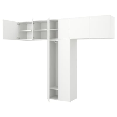 PLATSA Garderober s 8 vrata, bela Fonnes/bela, 320x42x241 cm