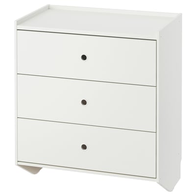 RACKNÄS Komoda s 3 fioke, bela/montiranje na zid, 69x78 cm
