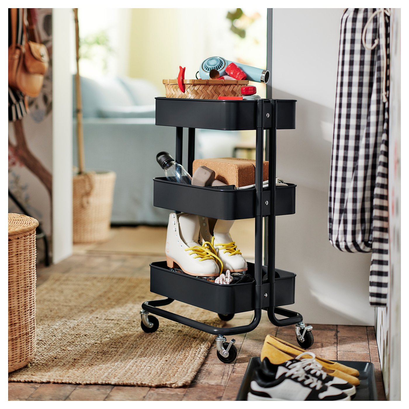 RÅSKOG Trolley, black, 35x45x77 cm | MONTIKEA