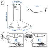 RYTMISK Zidni aspirator, nerđajući čelik, 90 cm