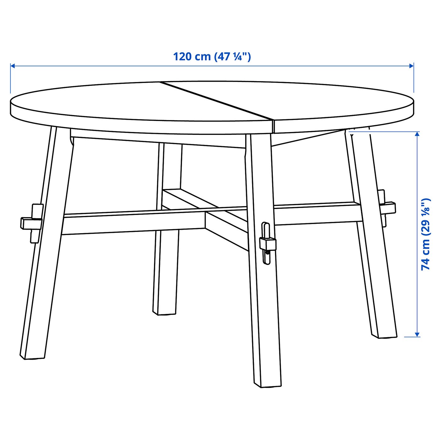 SKOGSTA Trpezarijski sto, bagrem/crna, 120 cm