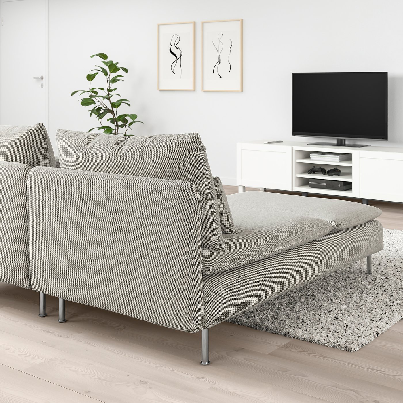 S&Ouml;DERHAMN Sofa dvosed, s lenjivcem/Viarp bež/smeđa