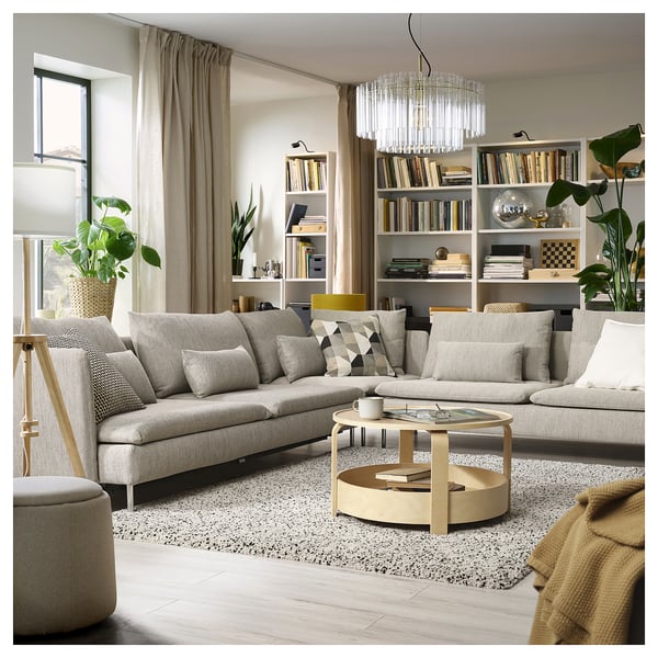 SÖDERHAMN Ugaona sofa ležaj, 6-sed, Viarp bež/smeđa