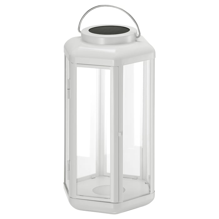 SOLVINDEN LED solarna stona lampa, fenjer/bela, 28 cm IKEA