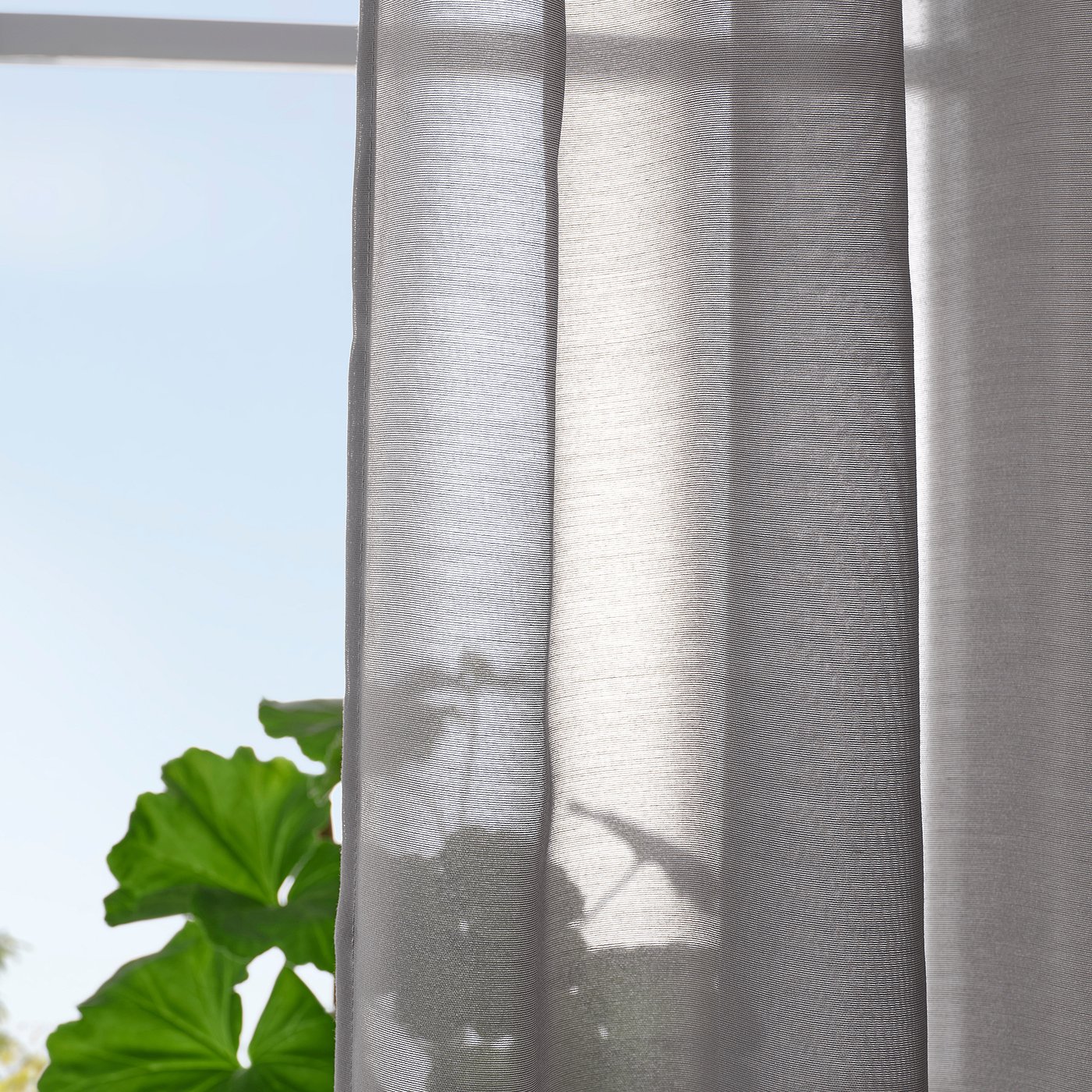 STENFRÖ Tanke zavese, 1 par, siva/s trakom za nabiranje, 145x300 cm