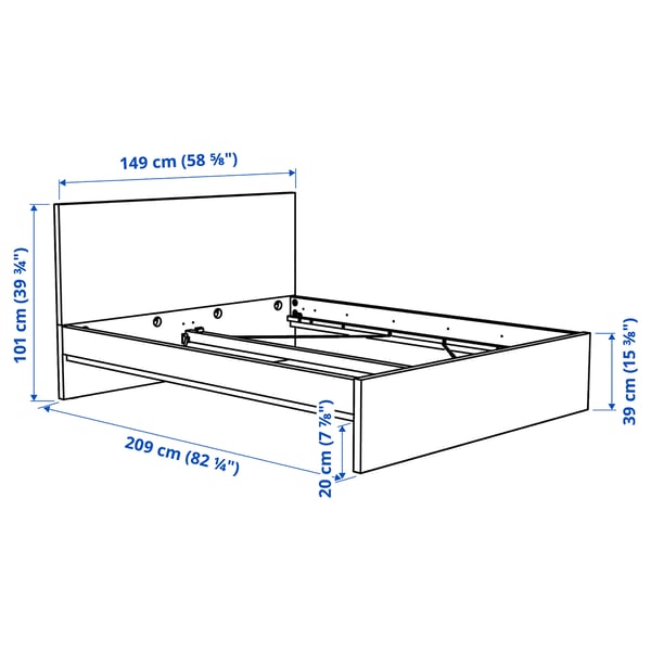 STORKLINTA Okvir kreveta s 2 kut. za odlaganje, im. hrastovine/Lindbåden, 140x200 cm