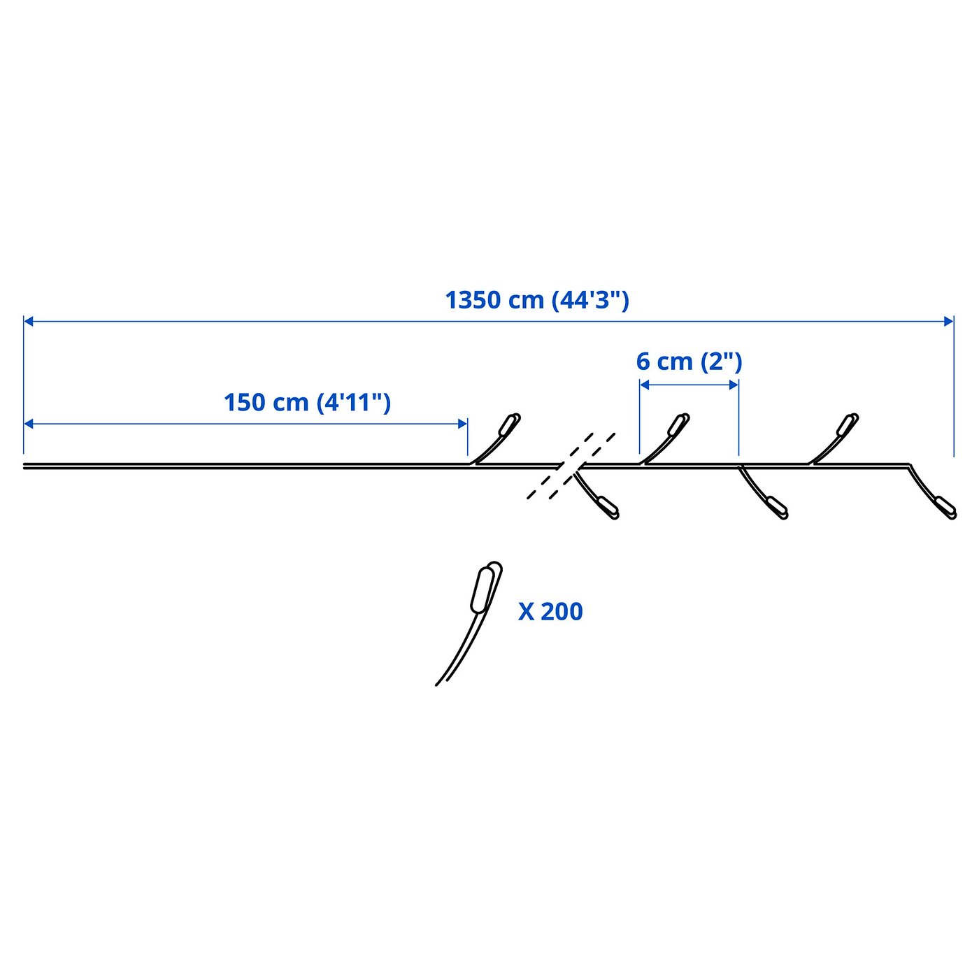 STRÅLA LED lanac s 200 sijalica, crna