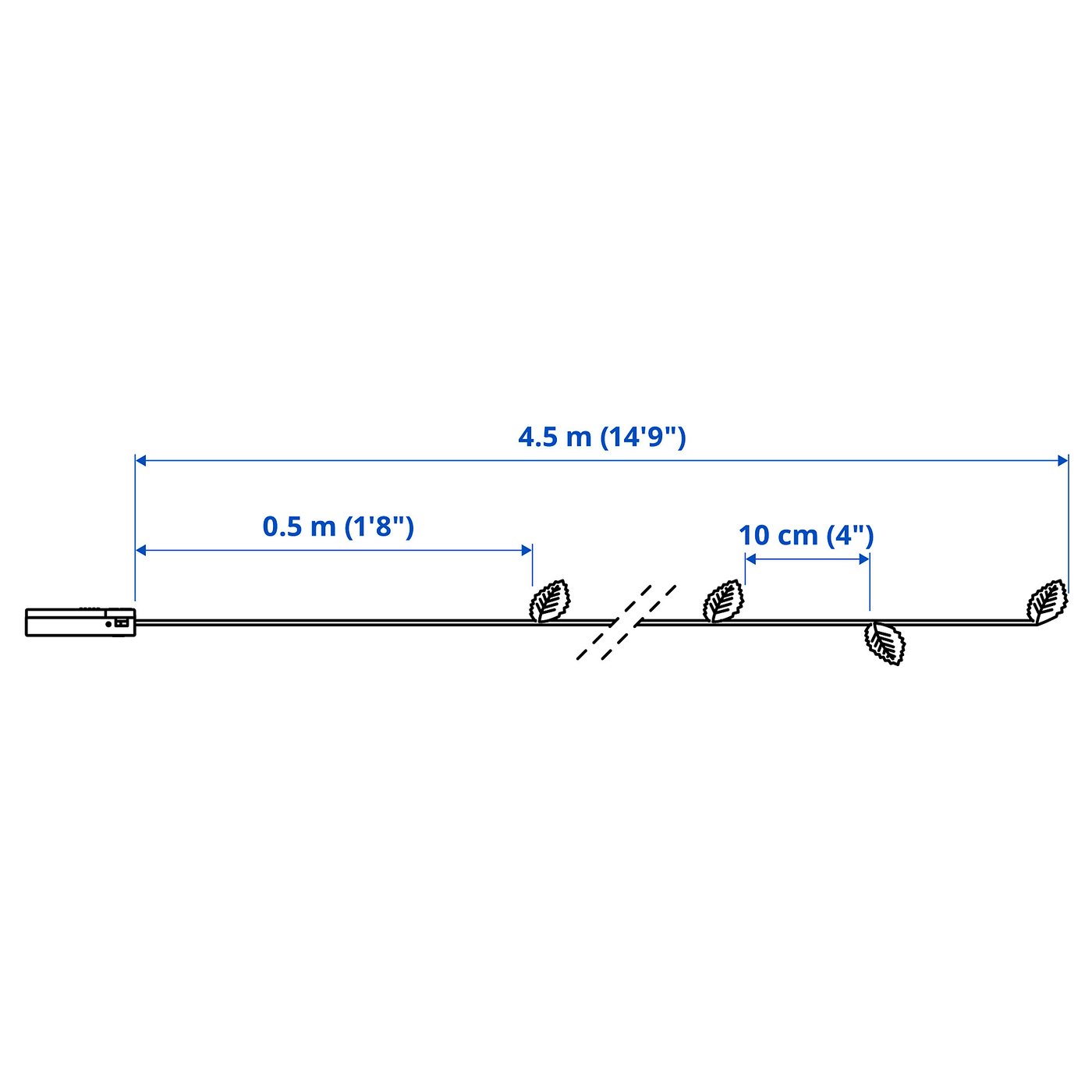 STRÅLA LED lanac s 40 svetala, na baterije list/zlatna