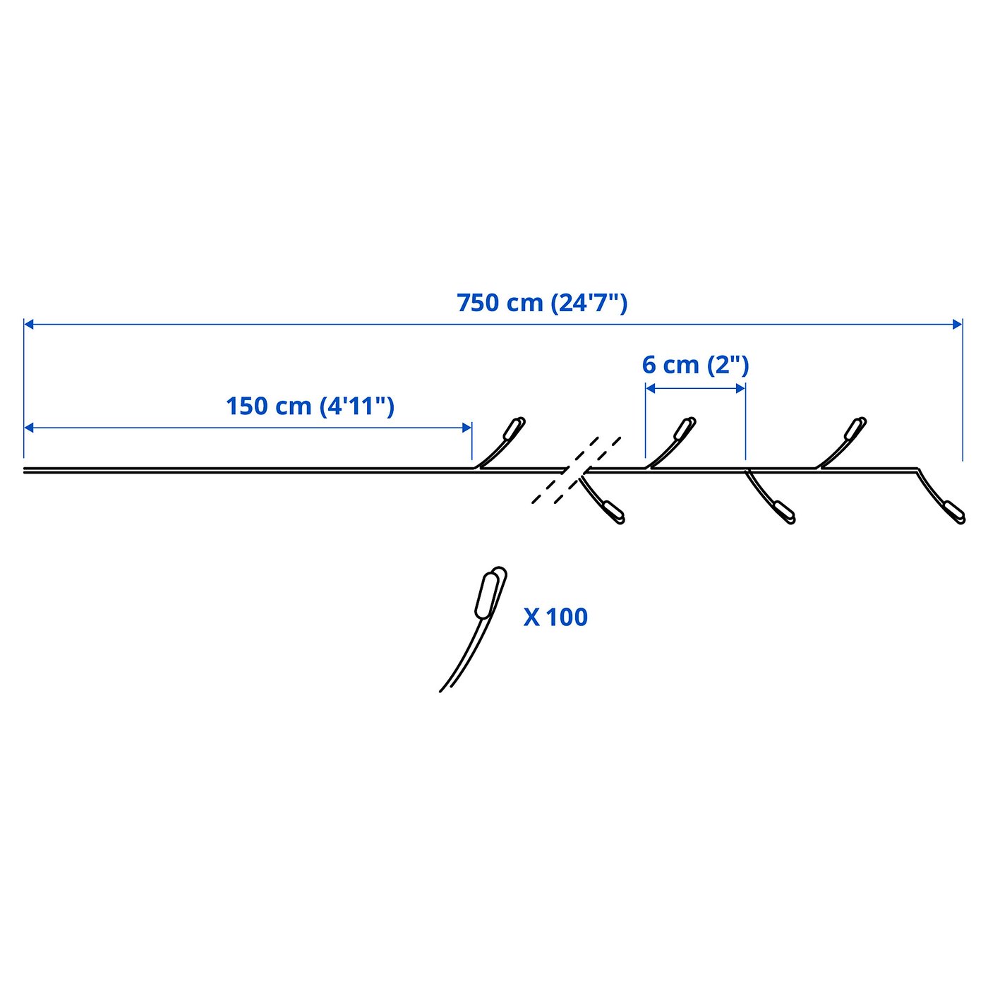 STRÅLA LED rasvetni lanac sa 100 lampica, crna