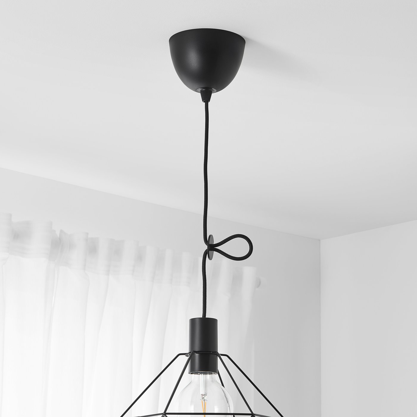 SUNNEBY Set kablova, crna tekstil, 1.8 m