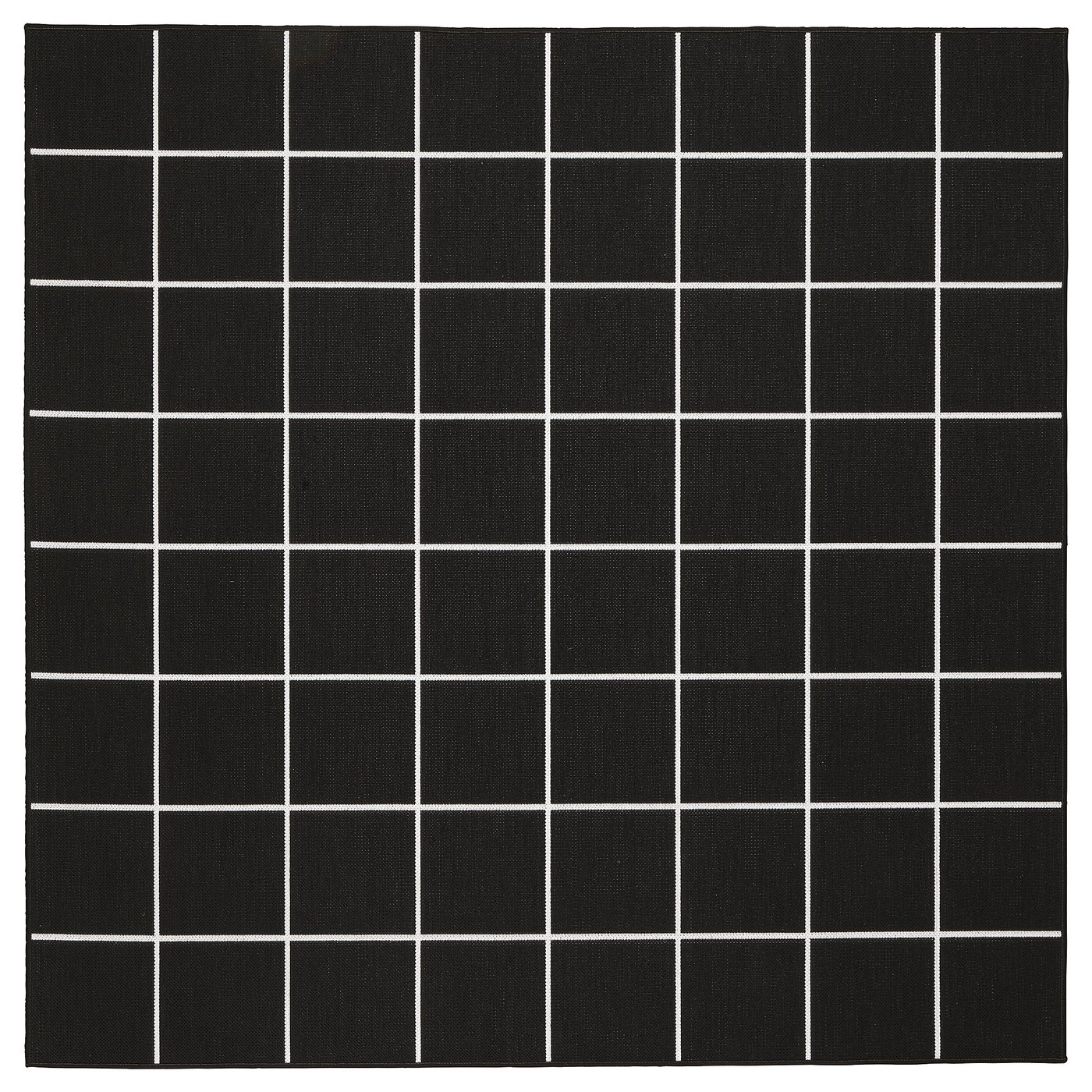 SVALLERUP Ravno tkani tepih, unutra/spolja, crna/bela, 200x200 cm