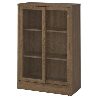 TONSTAD Element s kliz. stakl. vratima, smeđa bajcovani hrastov furnir, 82x37x120 cm