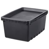 UPPSNOFSAD Kutija za odlaganje s poklopcem, crna, 25x17x12 cm/3.5 l