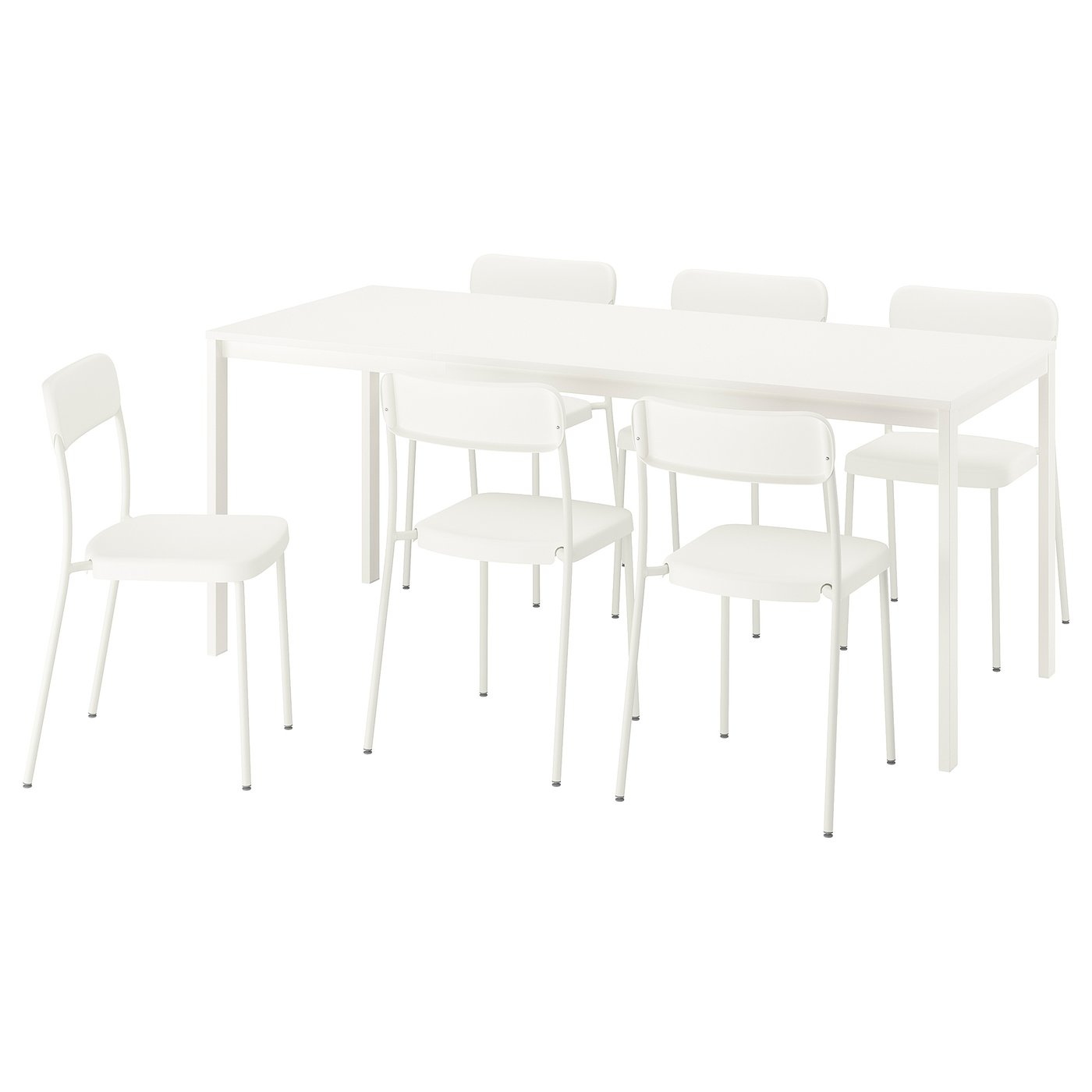 VIHALS / VIHALS Sto i 6 stolica, bela/bela, 120/180x74 cm