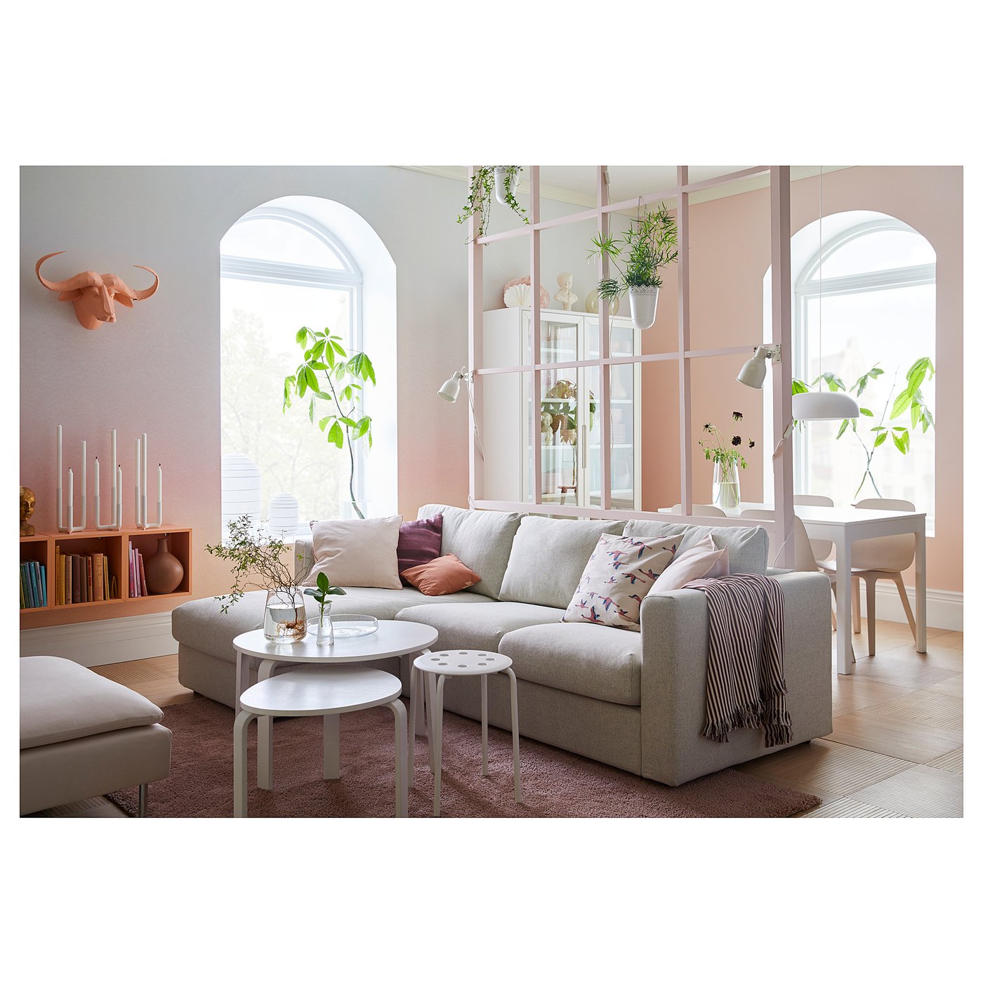 VIMLE Sofa trosed, s lenjivcem/Gunnared bež