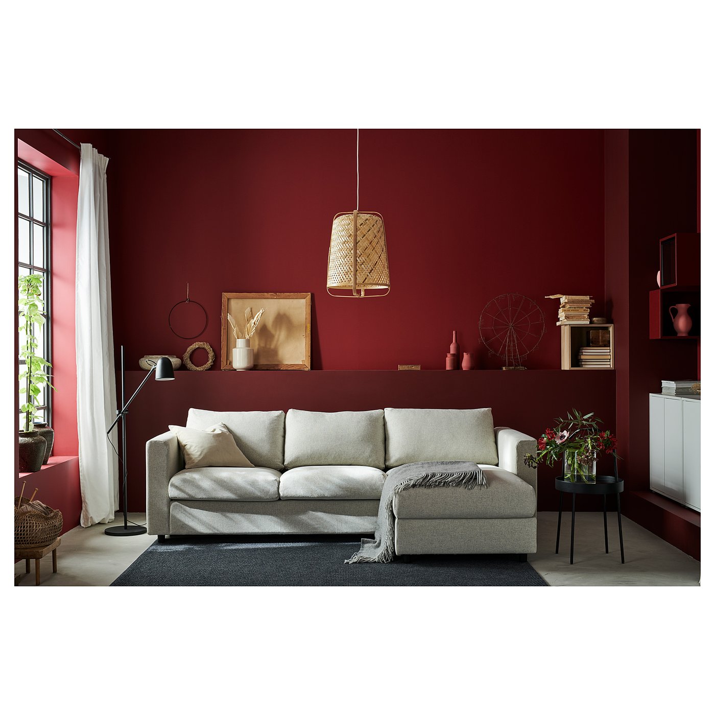 VIMLE Sofa trosed, s lenjivcem/Gunnared bež