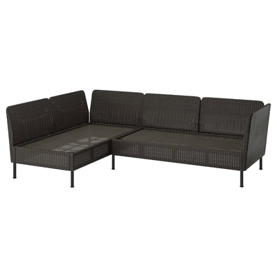 VITTSKÄR Modularna ugaona sofa za 3 osobe, napolju/plastični ratan tamnosiva
