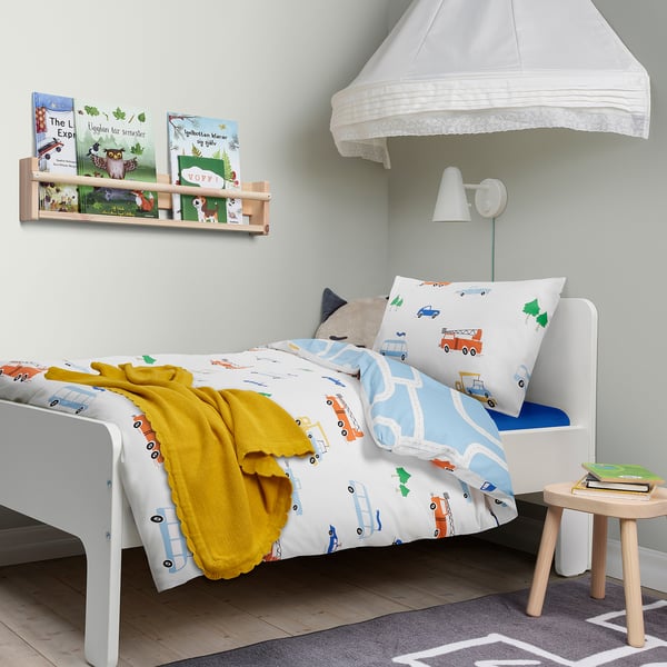 BERGFINK طقم شرشف سرير 3 قطع مع كيس, عدة ألوان نقش مركبات/طرق, 150x200/50x80 سم