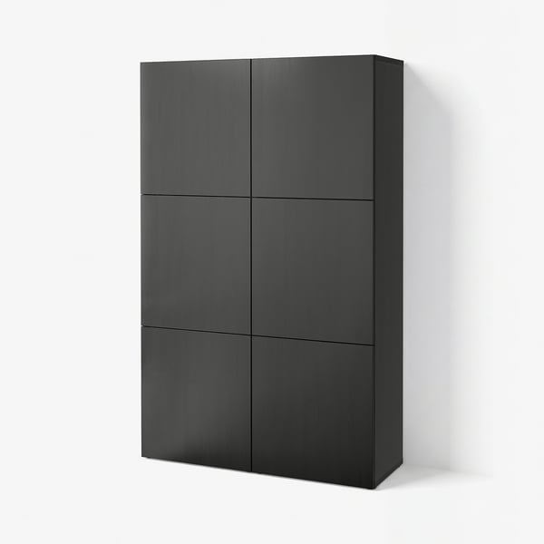BESTÅ تشكيلة تخزين مع أبواب, أسود-بني/Lappviken أسود-بني, 120x42x193 سم