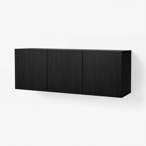 BESTÅ تشكيلة خزانة حائطية, أسود-بني/Lappviken أسود-بني, 180x42x64 سم
