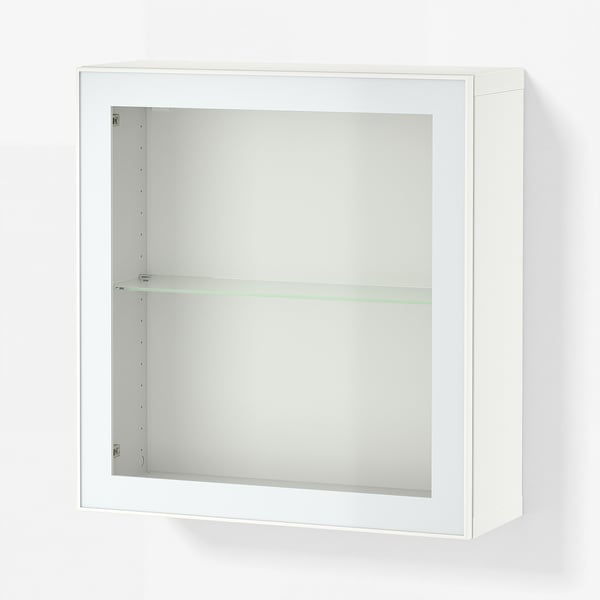 BESTÅ تشكيلة خزانة حائطية, أبيض Glassvik/أبيض/أخضر فاتح زجاج شفاف, 60x22x64 سم